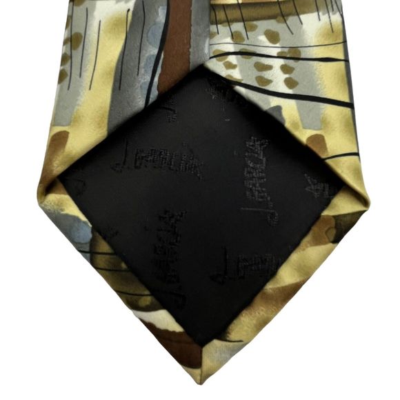 J Garcia Collection Fifty-Seven Necktie Brown Blue Watercolor Artistic Tie - Picture 6 of 9